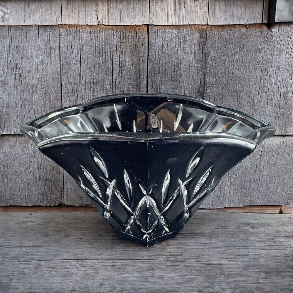 Evita Bleikristall Dark Crystal Amethyst and Clear Bowl Cut To Clear Dish Bowl